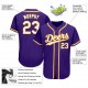 Custom Purple White-Gold Authentic Baseball Jersey Custom Purple White-Gold Authentic Baseball Jersey