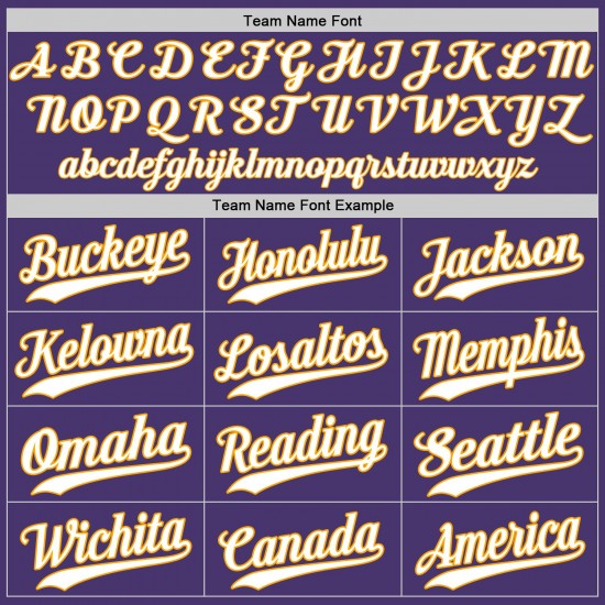 Custom Purple White-Gold Authentic Baseball Jersey Custom Purple White-Gold Authentic Baseball Jersey