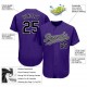 Custom Purple Black-Gray Authentic Baseball Jersey Custom Purple Black-Gray Authentic Baseball Jersey