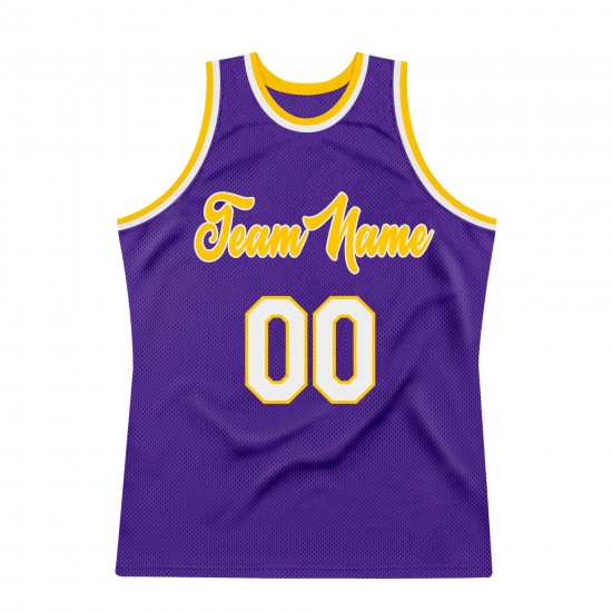 Custom Purple White-Gold Authentic Throwback Basketball Jersey Custom Purple White-Gold Authentic Throwback Basketball Jersey