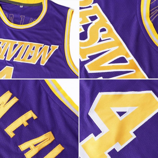Custom Purple Gold-Kelly Green Authentic Throwback Basketball Jersey Custom Purple Gold-Kelly Green Authentic Throwback Basketball Jersey